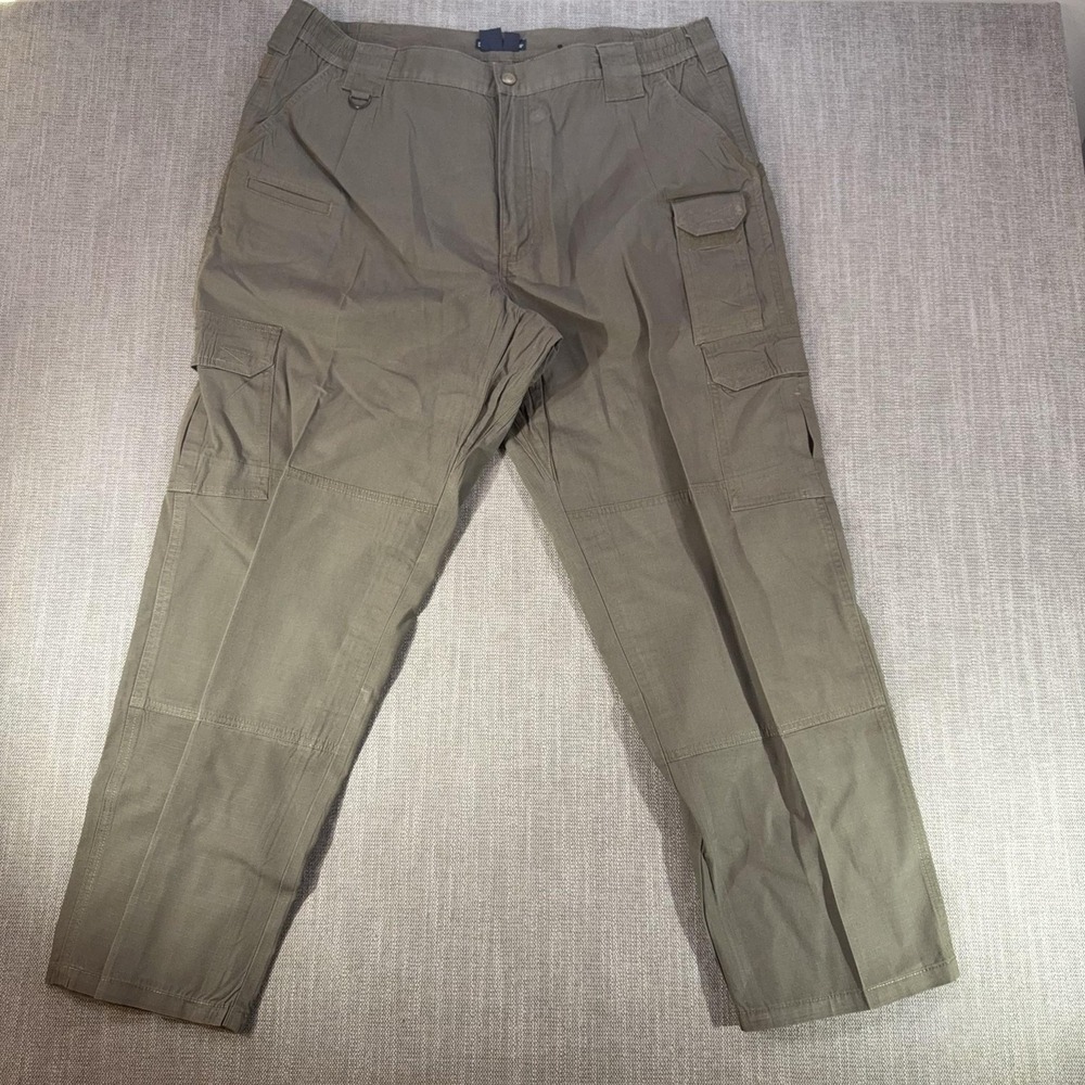 5.11 Tactical Cargo Pants Mens 40x30 Green Canvas Elastic Waist Workwear Utility